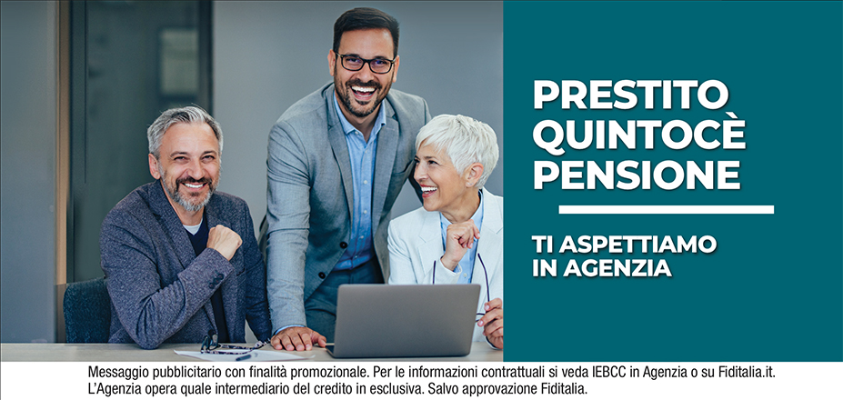 Agenzia Studio DAC Fiditalia | Milano | Cessione del Quinto Quintocè - Un consulente dedicato per i progetti di dipendenti e pensionati. Messaggio pubblicitario con finalità promozionale. Per le informazioni contrattuali si veda IEBCC in Agenzia o su Fiditalia. it. L’Agenzia opera quale intermediario del credito in esclusiva. Salvo approvazione Fiditalia.
